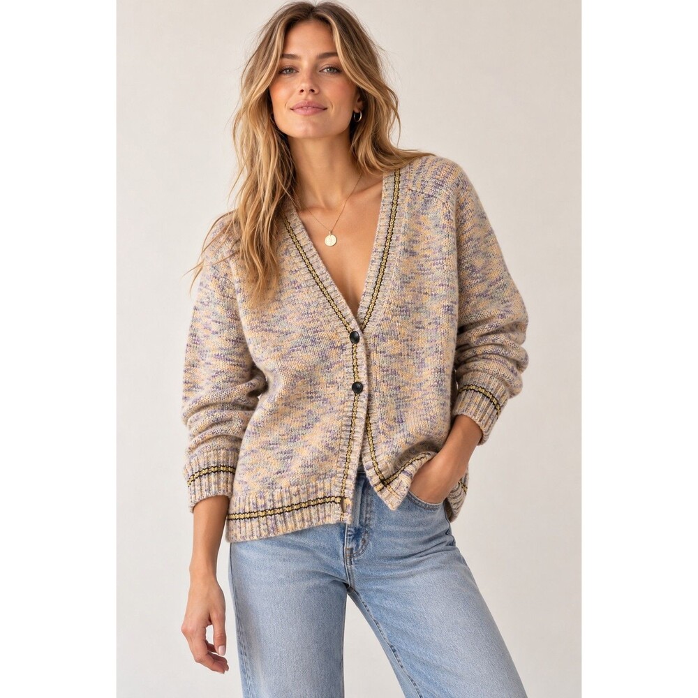 RE/DONE 90s Oversized Cardigan Sweater Women's S Multicolor Marled Knit Boho